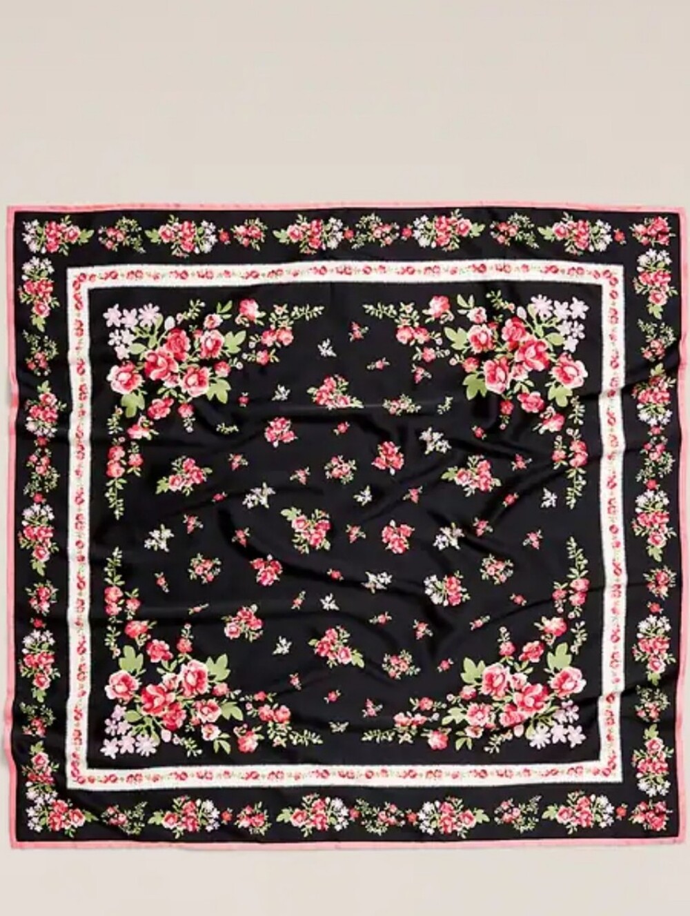 Anna Sui Old Navy Black Floral Scarf